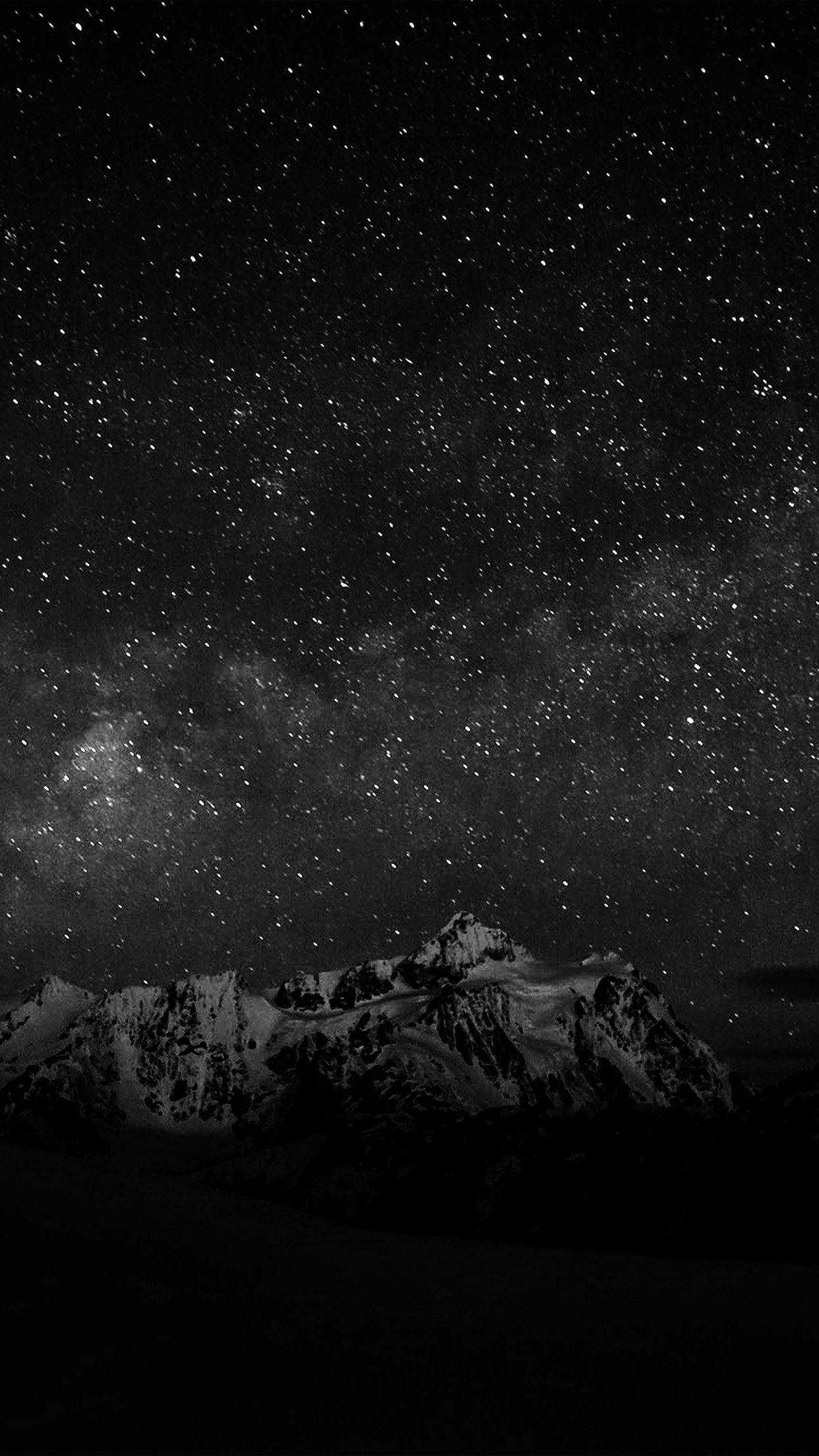 Starry Night Sky Mountain Nature Bw Dark Android Wallpaper Android Hd Wallpapers