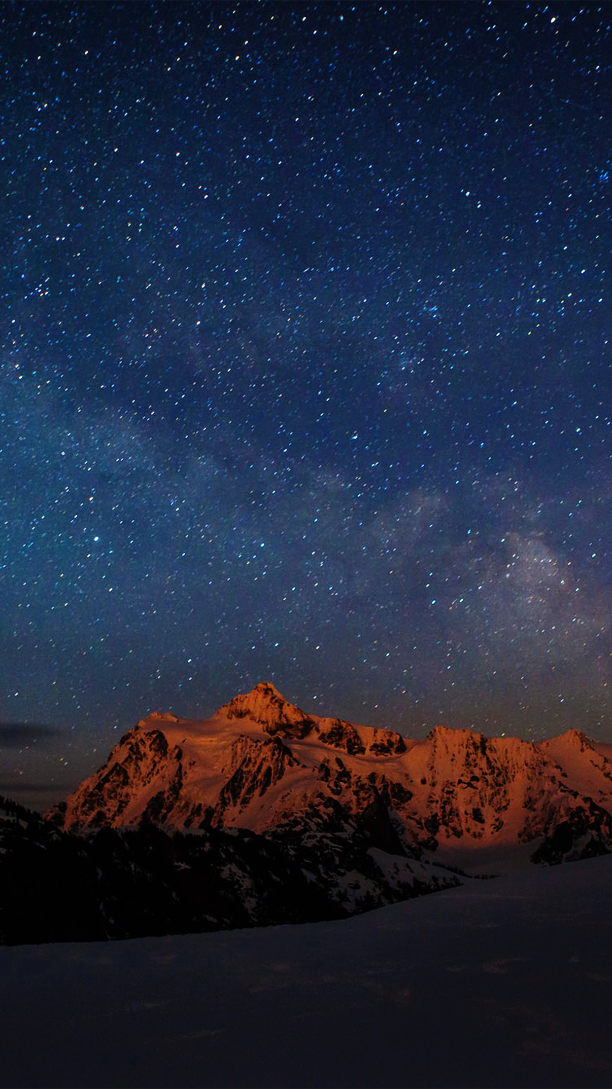 Starry Night Sky Mountain Nature Android wallpaper