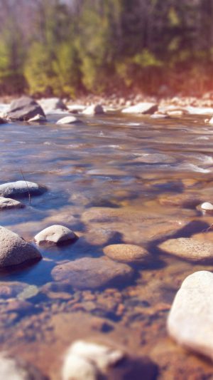 Summer Rocks River Lake Nature Mountain Flare Android wallpaper