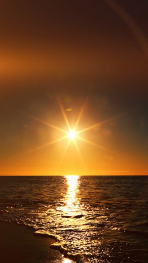 Sunset Beach Sea Nature Sky Flare Android wallpaper