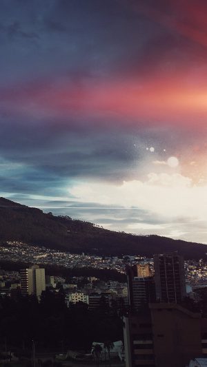 Sunset On Small Town Dark Nature Android wallpaper