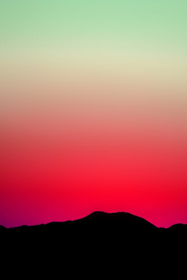 Sunset Sky Minimal Nature Red Green Android wallpaper