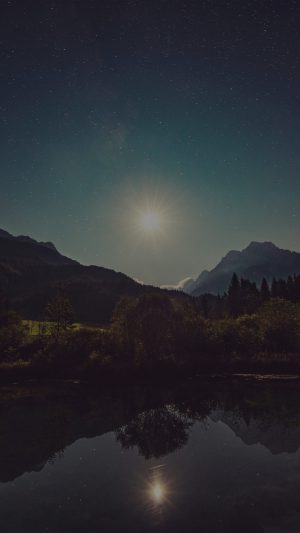 Sunshine Day Dream Nature Mountain Lake Dark Android wallpaper