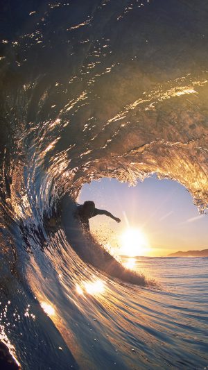 Surf Wave Sea Nature Sunshine Flare Android wallpaper