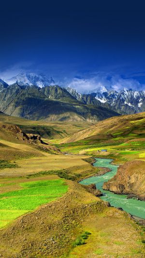 Wallpaper Nature Mountain Green River Android wallpaper