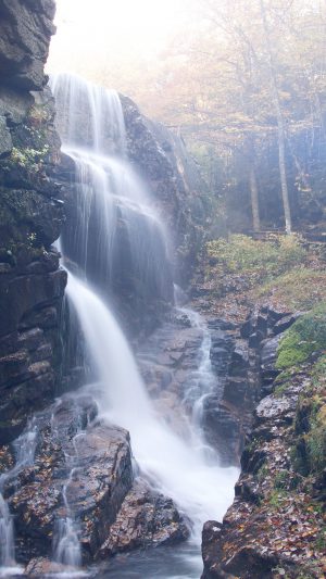 Water Fall Rock Mountain Summer Nature Flare Blue Android wallpaper