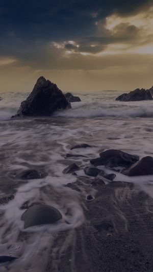 Wave Ocean Beach Dark Owen Walters Nature Android wallpaper
