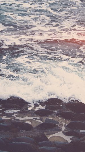Wave Ocean Beach Lake Nature Stone Flare Android wallpaper