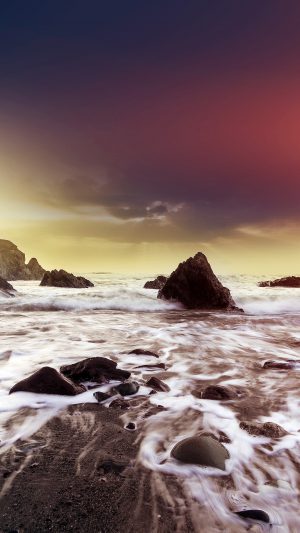 Wave Ocean Beach Red Owen Walters Flare Nature Android wallpaper