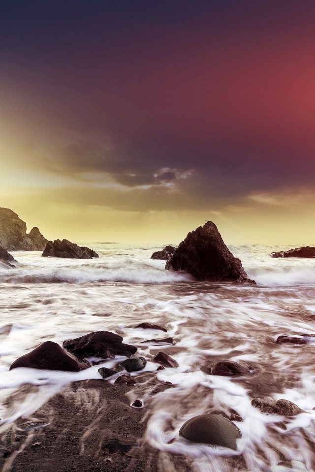 Wave Ocean Beach Red Owen Walters Flare Nature Android wallpaper