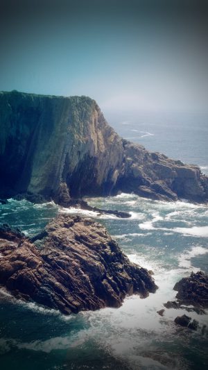 Wave Rock Sea Water Nature Blue Vignette Android wallpaper