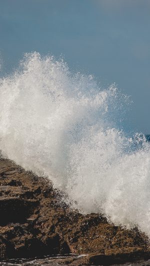 Wave Summer Cool Sea Rock Nature Blue Android wallpaper