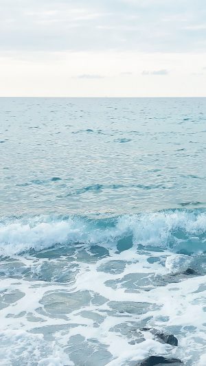 Waves In Winter Day Nature Android wallpaper