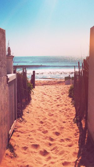 Way To Sea Sand Ocean Beach Nature Flare Android wallpaper