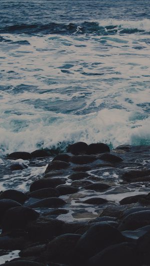 Wet Sea Beach Wave Dark Olivia Henry Nature Android wallpaper