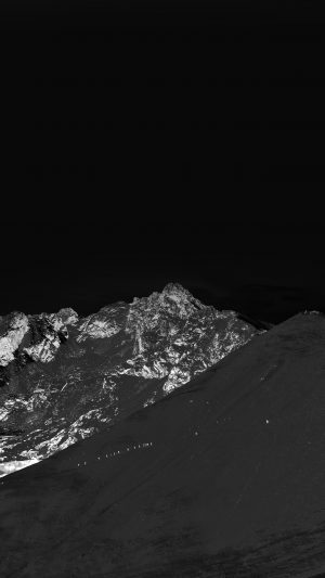 Winter Mountain Snow Bw Nature Dark Android wallpaper