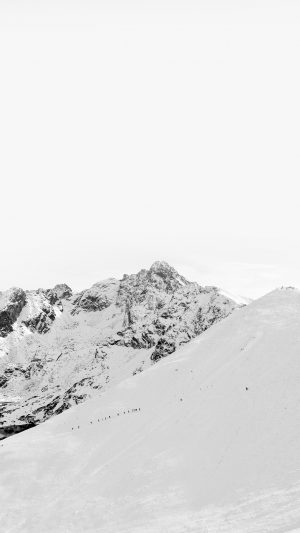 Winter Mountain Snow Bw Nature White Android wallpaper