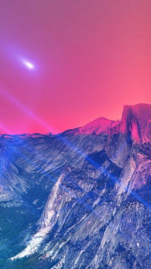 Yosemite Mountain Art Blue Flare Sky Nature Android wallpaper