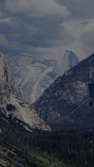 Yosemite Mountain Nature Rock Sky Forest Cloud Dark Android wallpaper