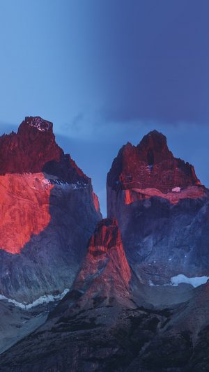 Yosemite Mountain Red Blue Nature Cold Android wallpaper