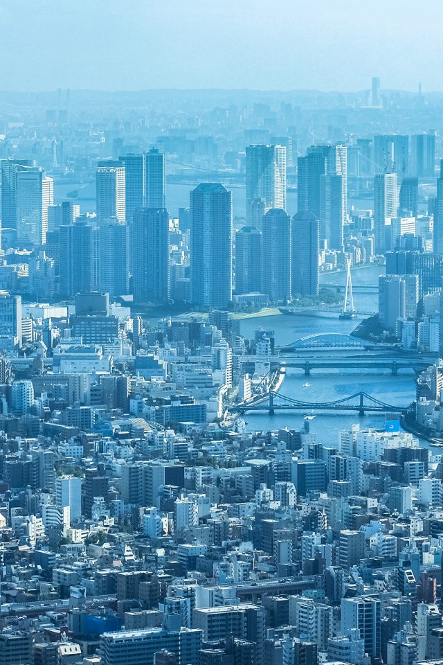 Tokyo Blue City Cloud Metropolitan Android wallpaper