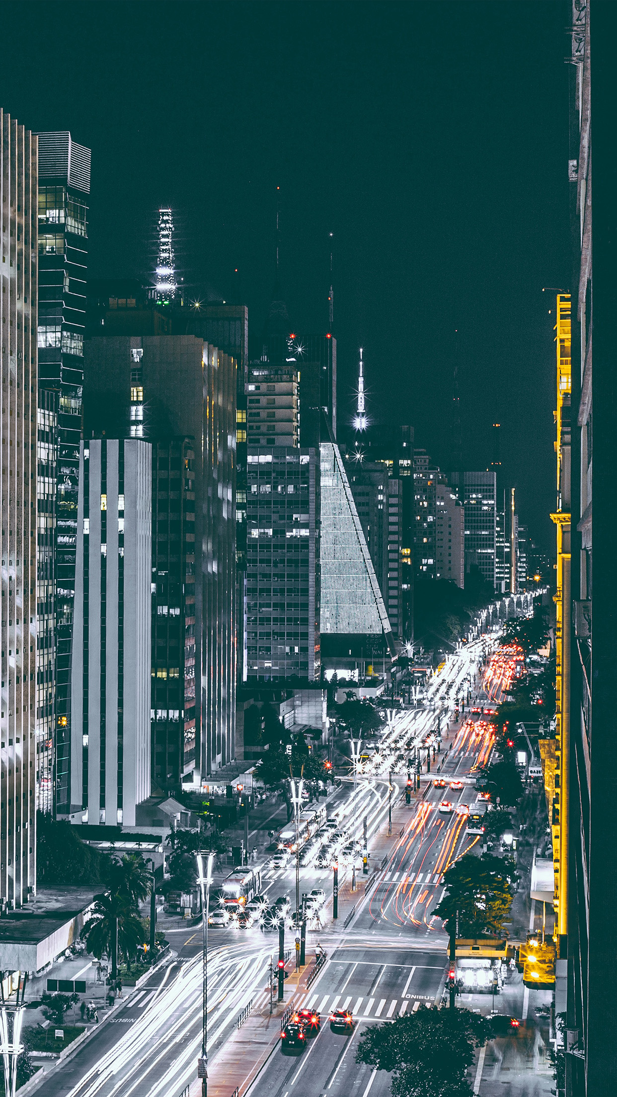 City Night View Urban Street Android wallpaper