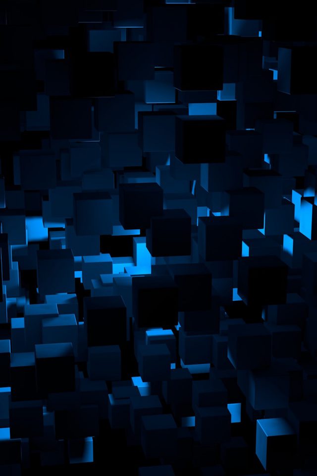 Cube Dark Blue Abstract Pattern Android wallpaper