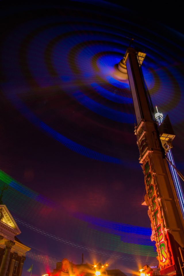 Ferris Wheel Night Light City Color Android wallpaper