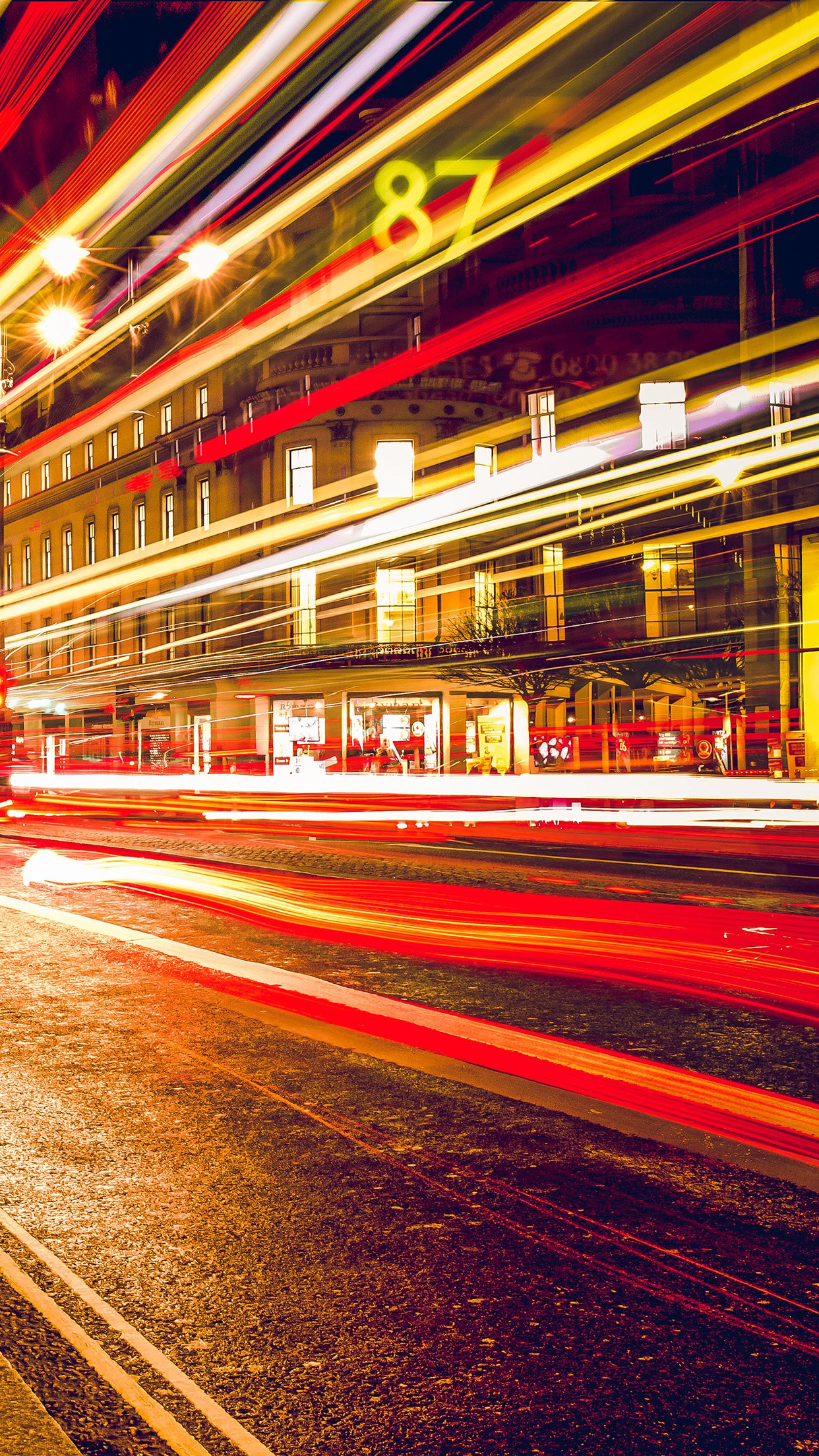 London City Car Lights Night Bokeh Red Android wallpaper