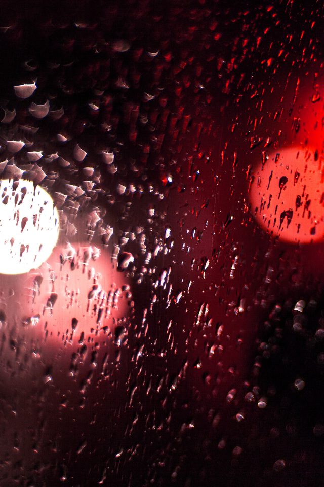 Rainy Night Drops Bokeh Red Light Pattern Android wallpaper