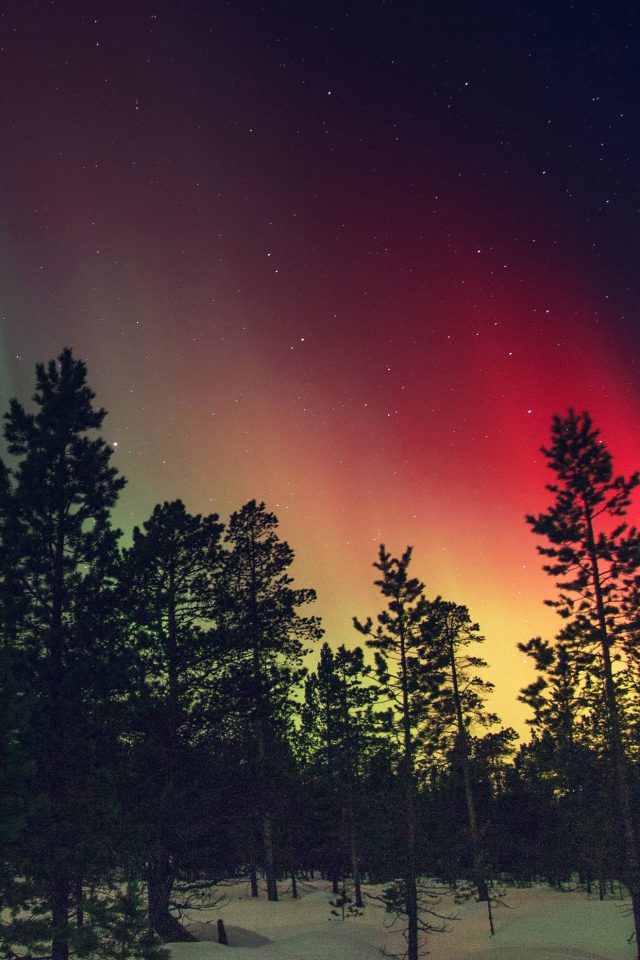 Aurora Night Red Sky Space Dark Romantic Android wallpaper