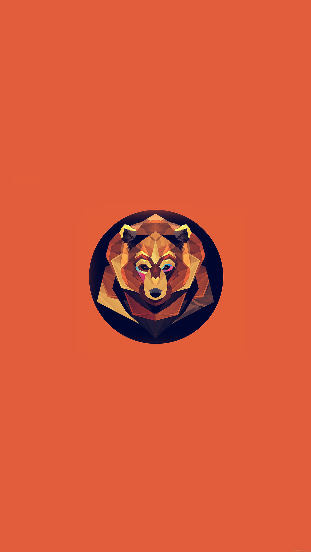 Bear Polygon Art Animal Orange Android wallpaper