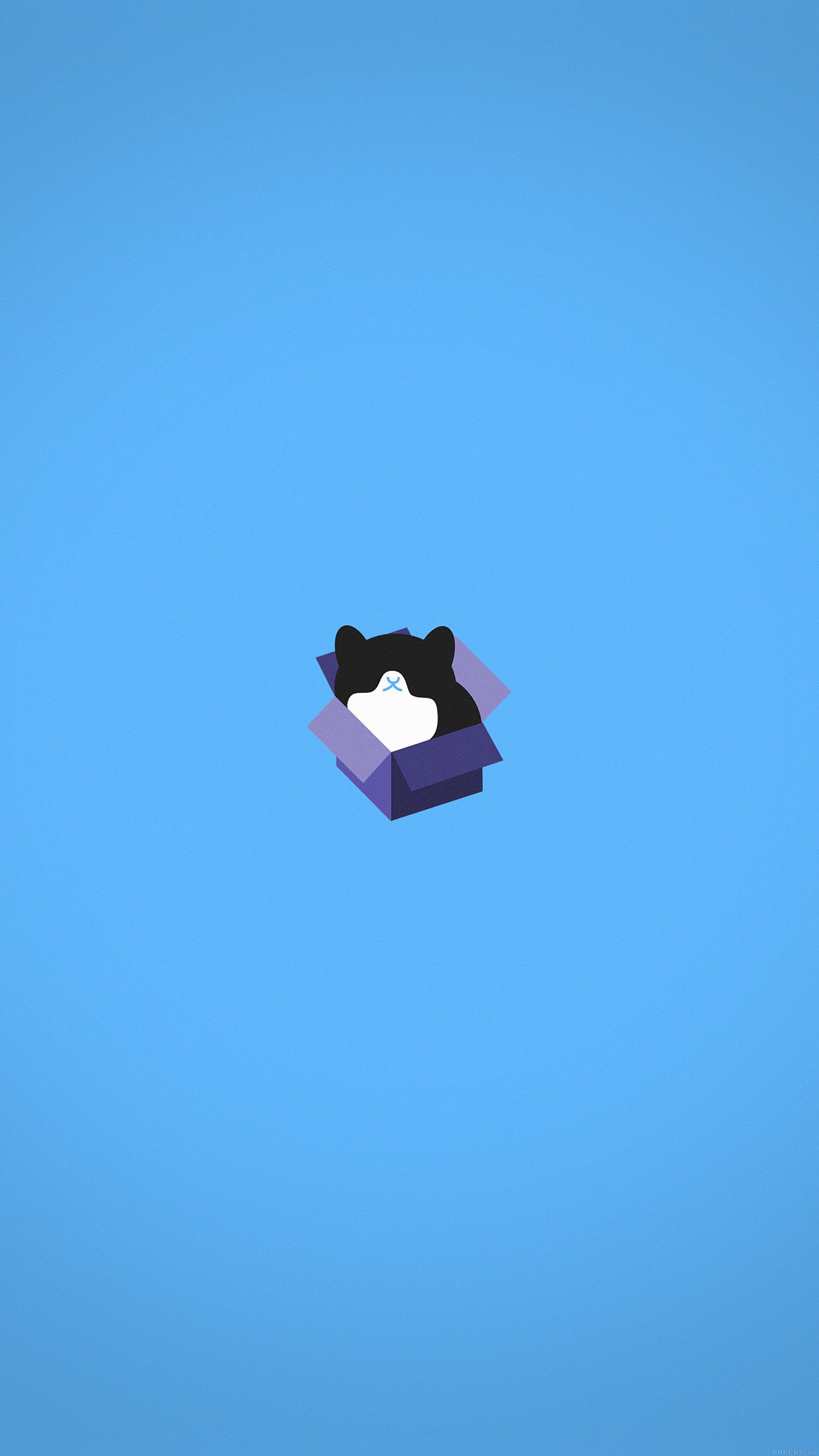 Cat Box Blue Illust Animal Art Minimal Android wallpaper