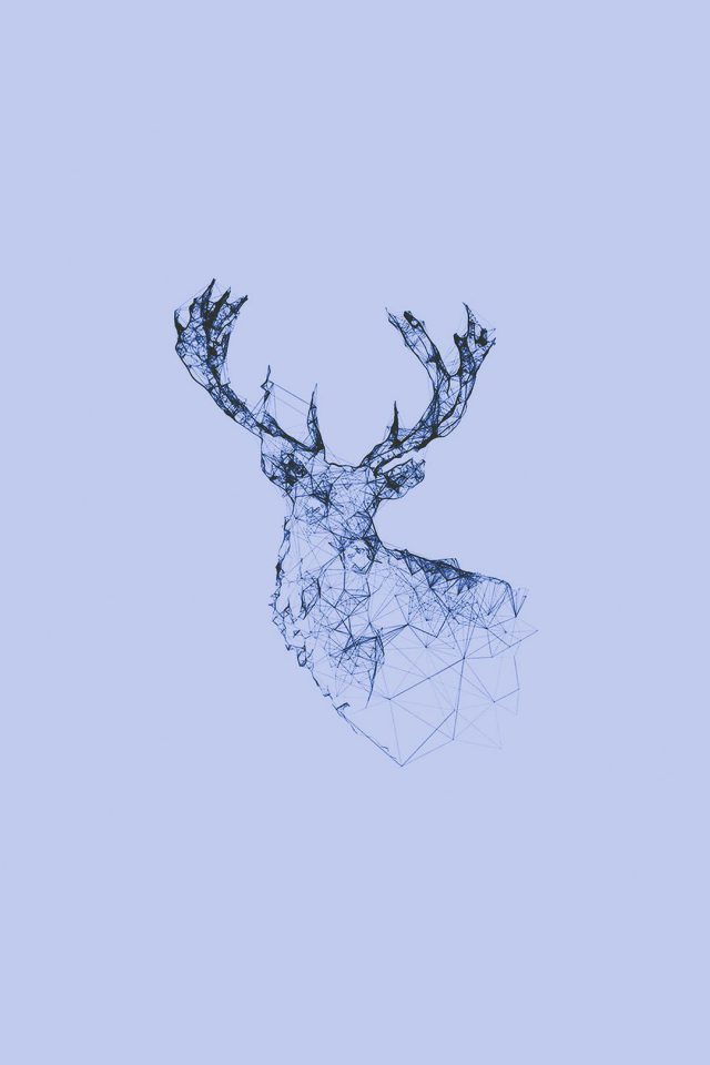 Deer Animal Illust Blue Android wallpaper