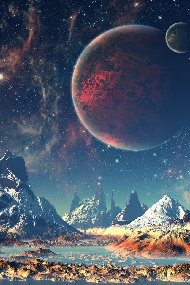 Dream Space World Mountain Sky Star Illustration Android wallpaper