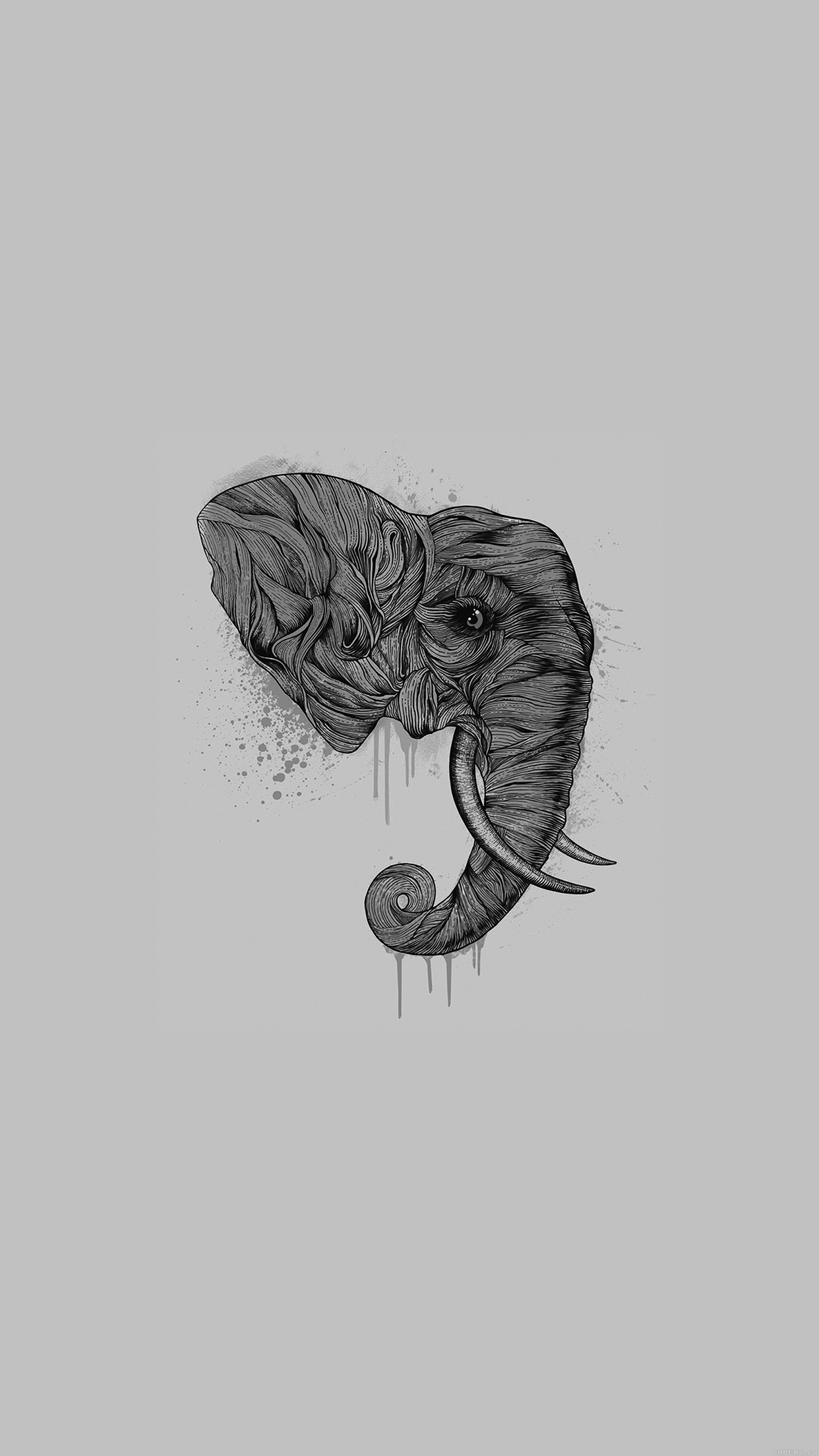 Elephant Art Dark Illust Drawing Animal Android wallpaper