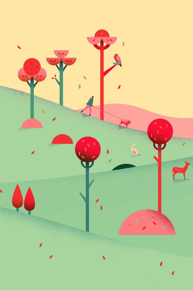 Google Lollipop September Fall Mountain Animals Android wallpaper