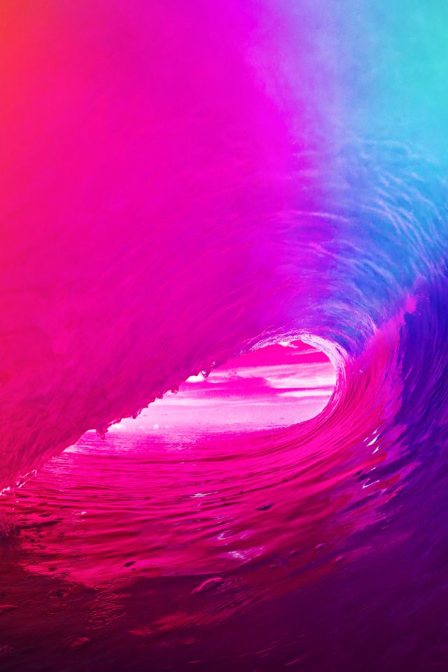Ios9 Apple Wave Rainbow Sea Ocean Red Android wallpaper