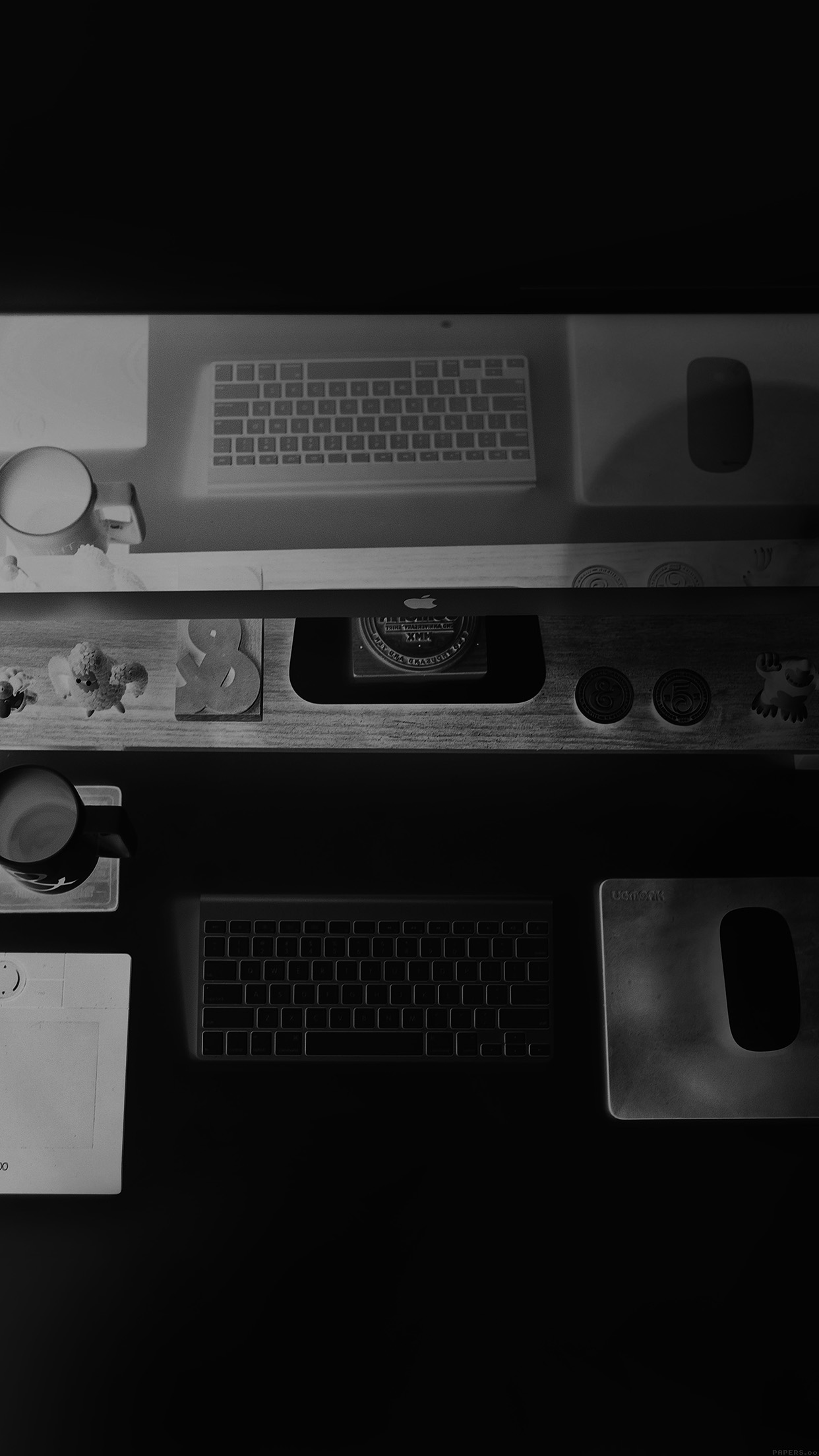Mac Apple Desk Jeff Sheldon Dark Office Android wallpaper