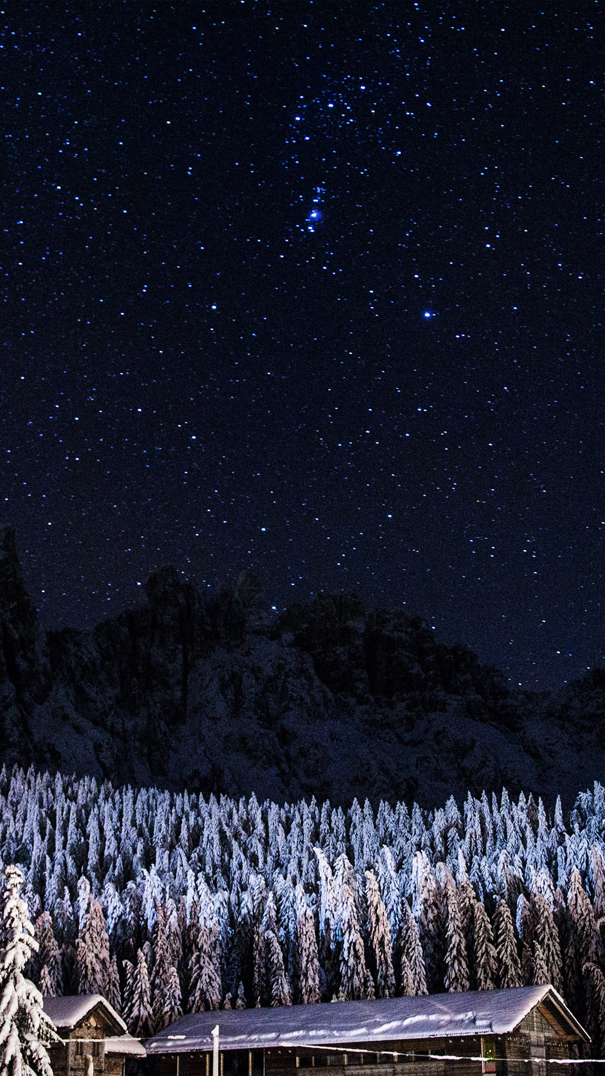 Night Mountain Sky Space Star Cold Winter Android wallpaper