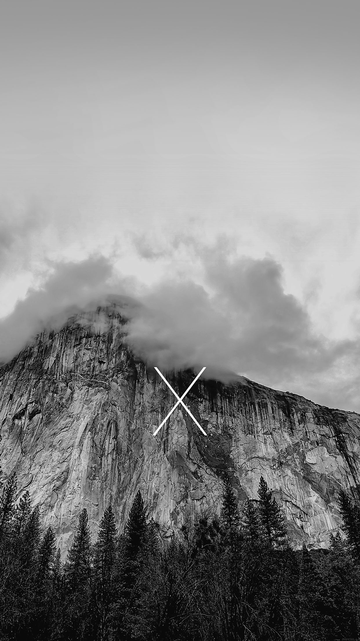 Os X Yosemite Mac Apple Black White Mountain Android wallpaper