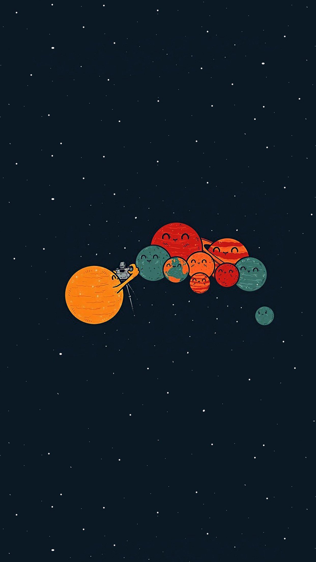 Planets Cute Illustration Space Art Blue Red Android wallpaper