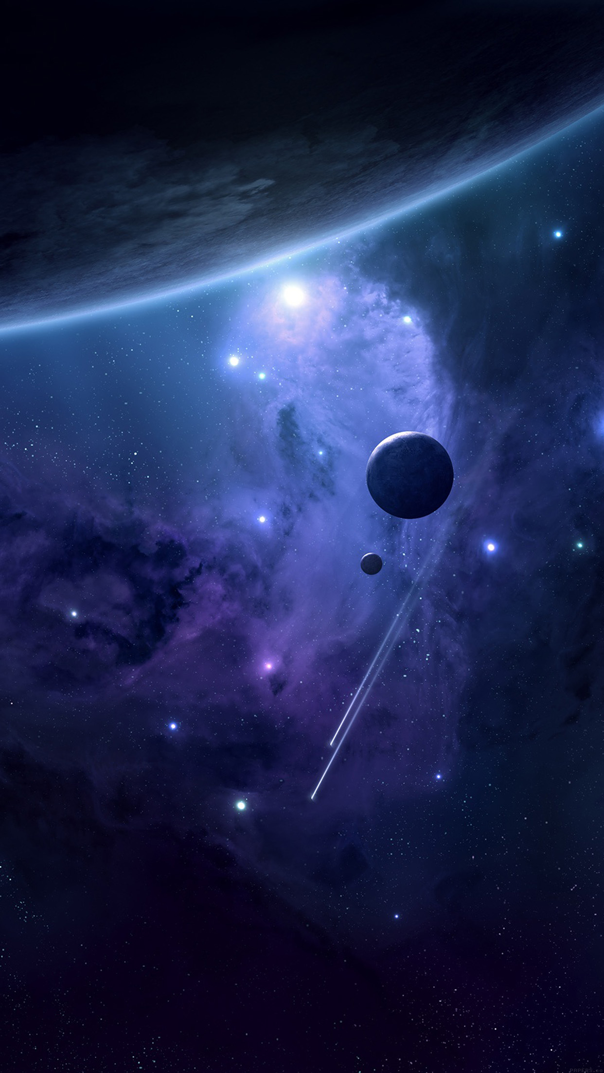 Planets Space Blue Art Android wallpaper