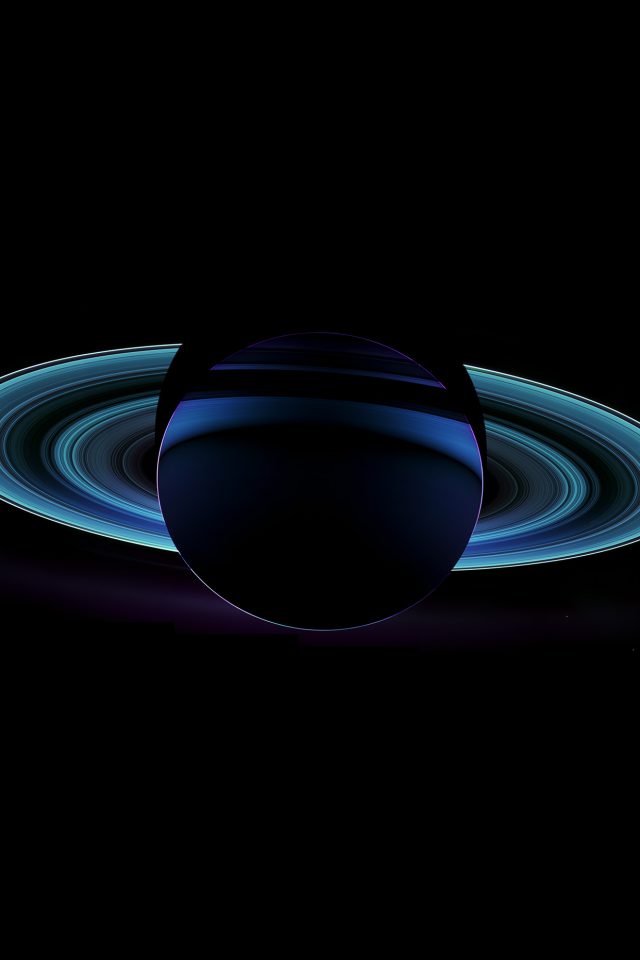 Saturn Far Blue Space Nature Dark Android wallpaper