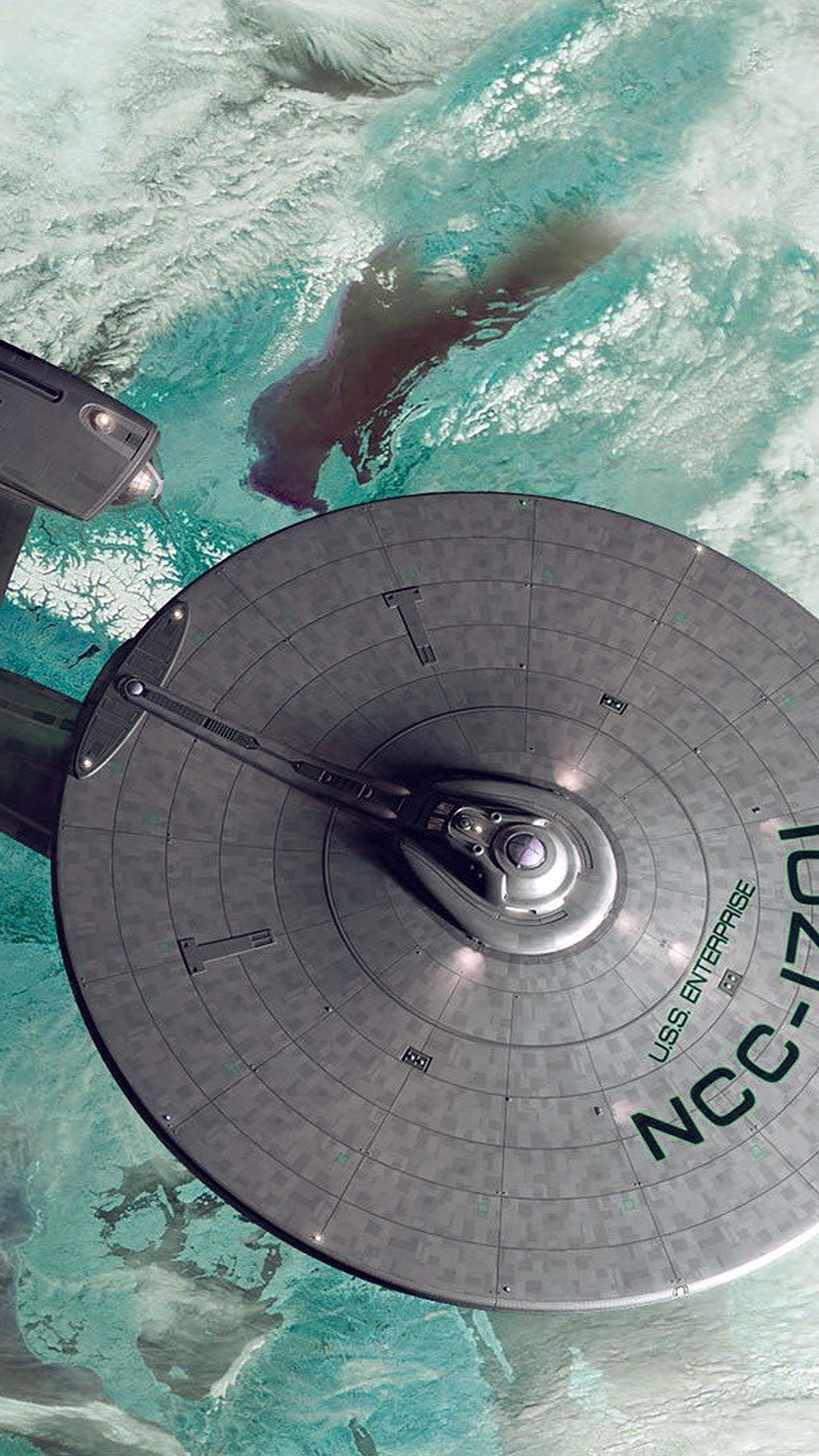 Starship Enterprise Blue Space Art Illust Android wallpaper