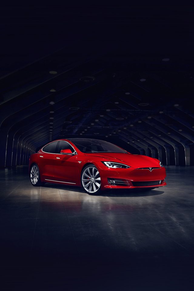 Tesla Model Red Car Android wallpaper